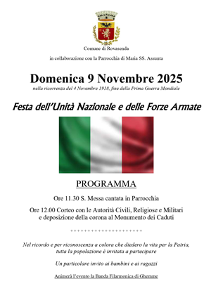 DOMENICA 9 NOVEMBRE 2025