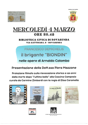 BIBLIOTECA CIVICA DI ROVASENDA 4 MARZO 2026 ORE 20.45