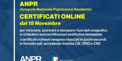 Certificati anagrafici online per i cittadini